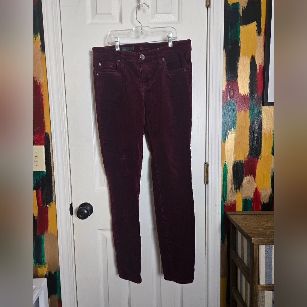 Kut From The Kloth Violet Purple Velvet Diana Skinny Pants Size 8 - Picture 2 of 9